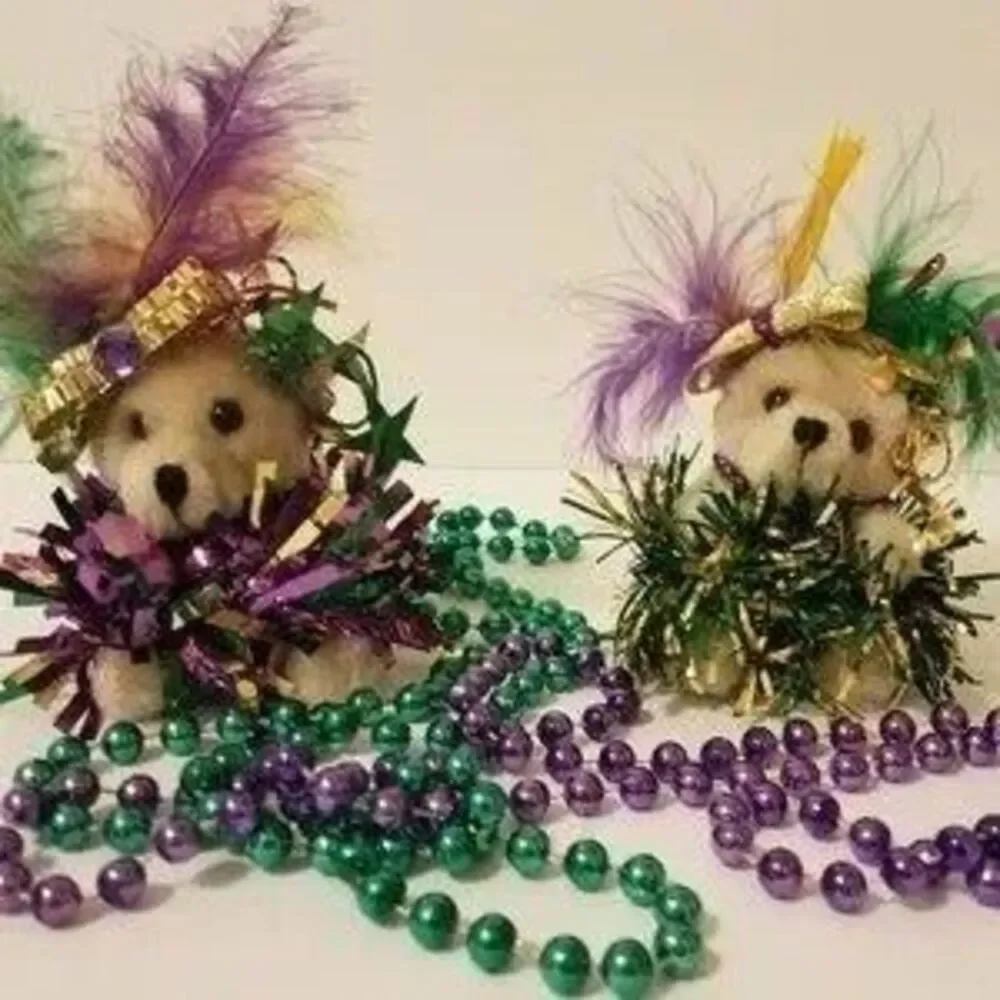 Mardi Gras Bears Handmade Festive